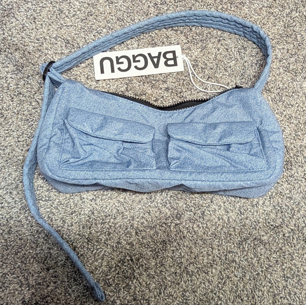 BAGGU Digital Denim Cargo Shoulder Bag - NWT